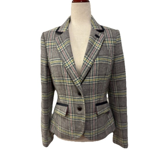 Boden British Tweed By Moon Blazer Women's Plaid Blazer 100% Wool Size 6 - Picture 2 of 9